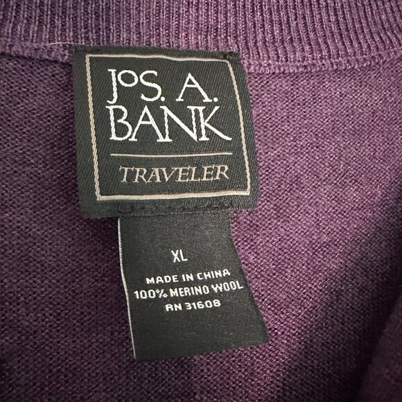 Jos. A. Bank Traveler 1/4 Zip Pullover Sweater 100% Merino Wool - XL - Picture 3 of 4